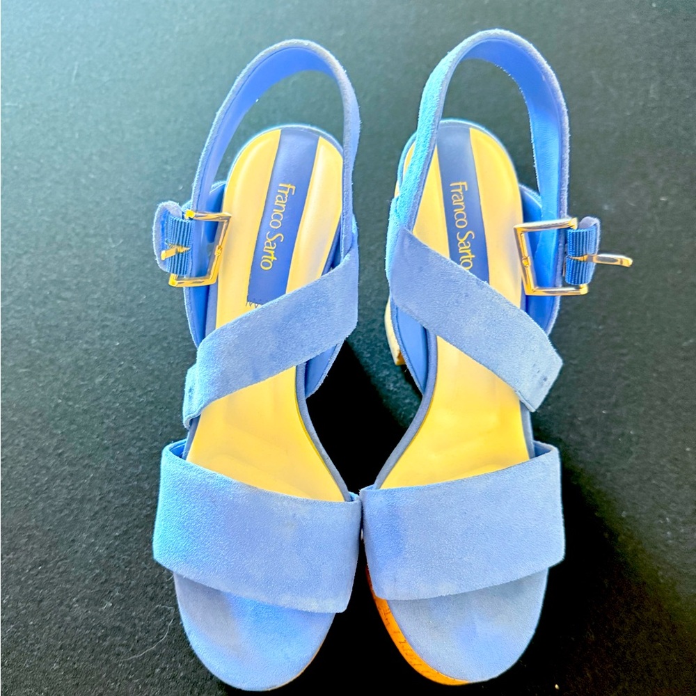Franco Sarto blue suede sandals.